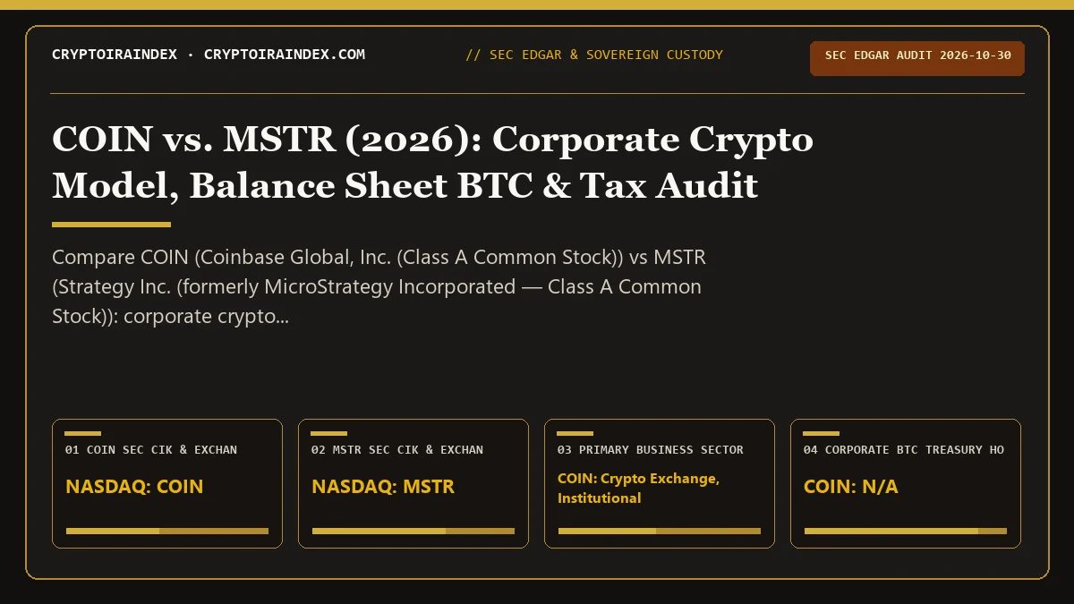 COIN vs MSTR (2026): Crypto Stock, BTC Treasury & Tax Audit