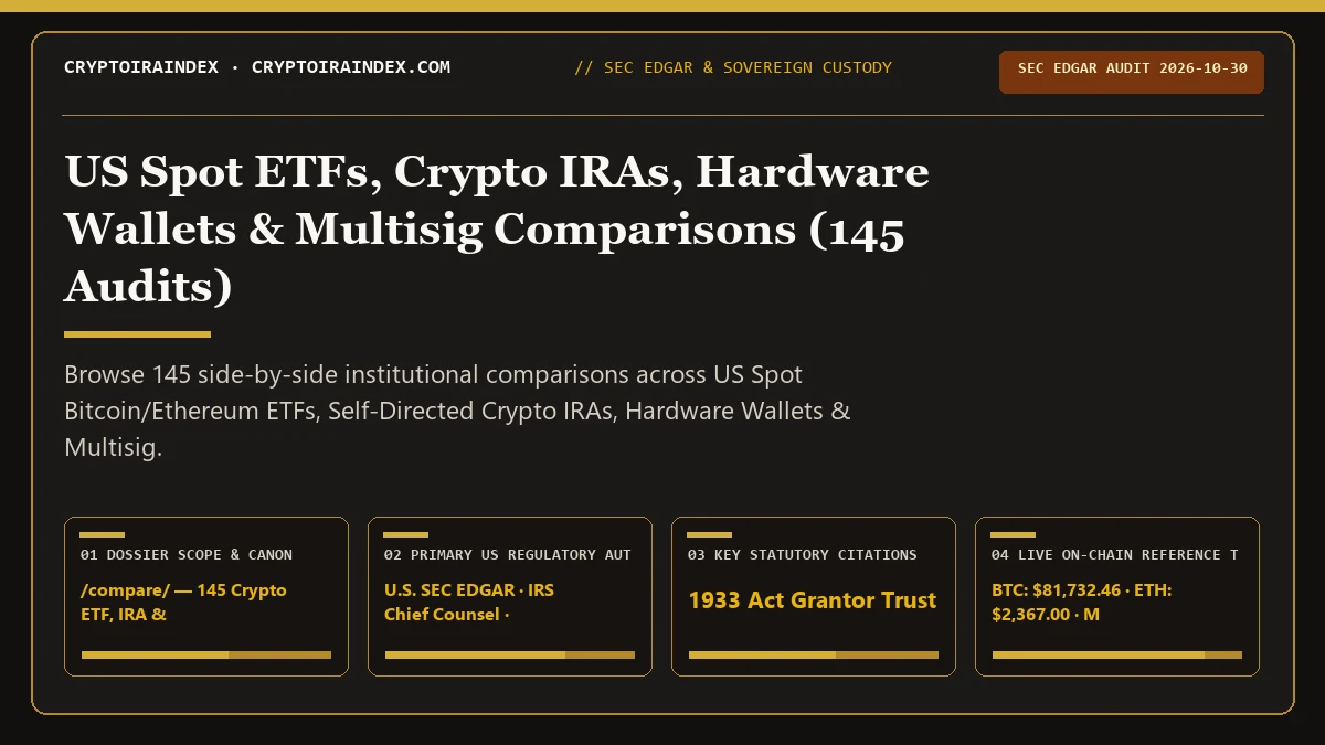 145 Crypto ETF, IRA & Hardware Comparisons (2026)
