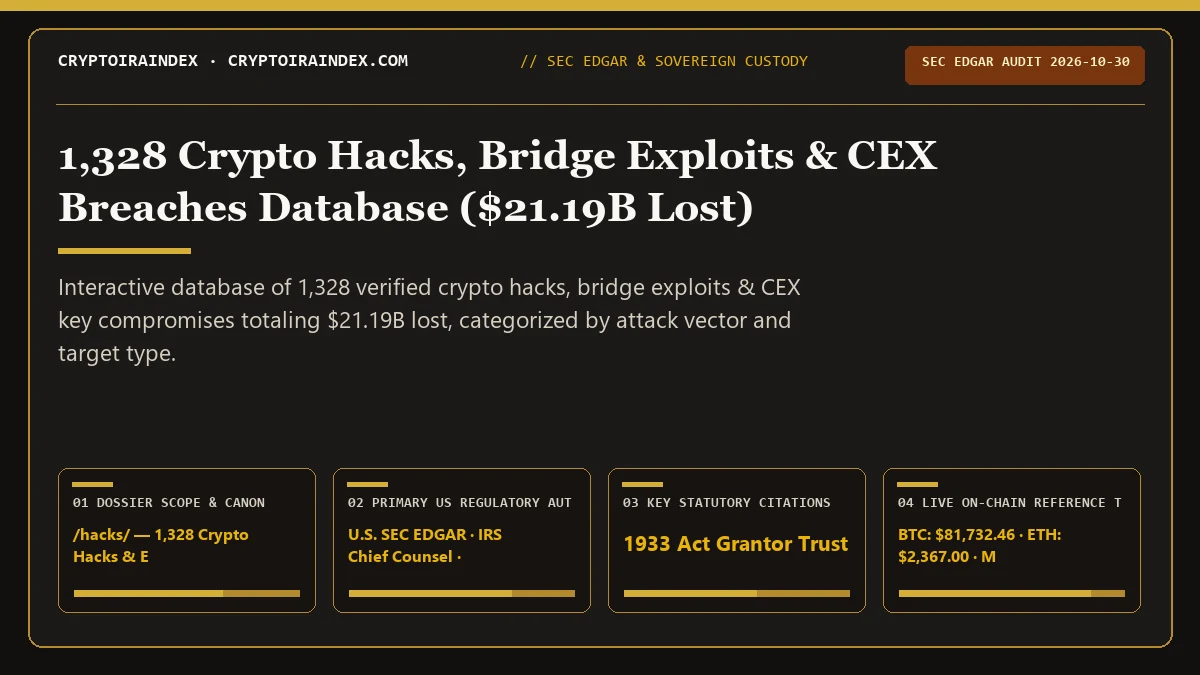 1,328 Crypto Hacks & Exploits Database ($21.19B Lost)